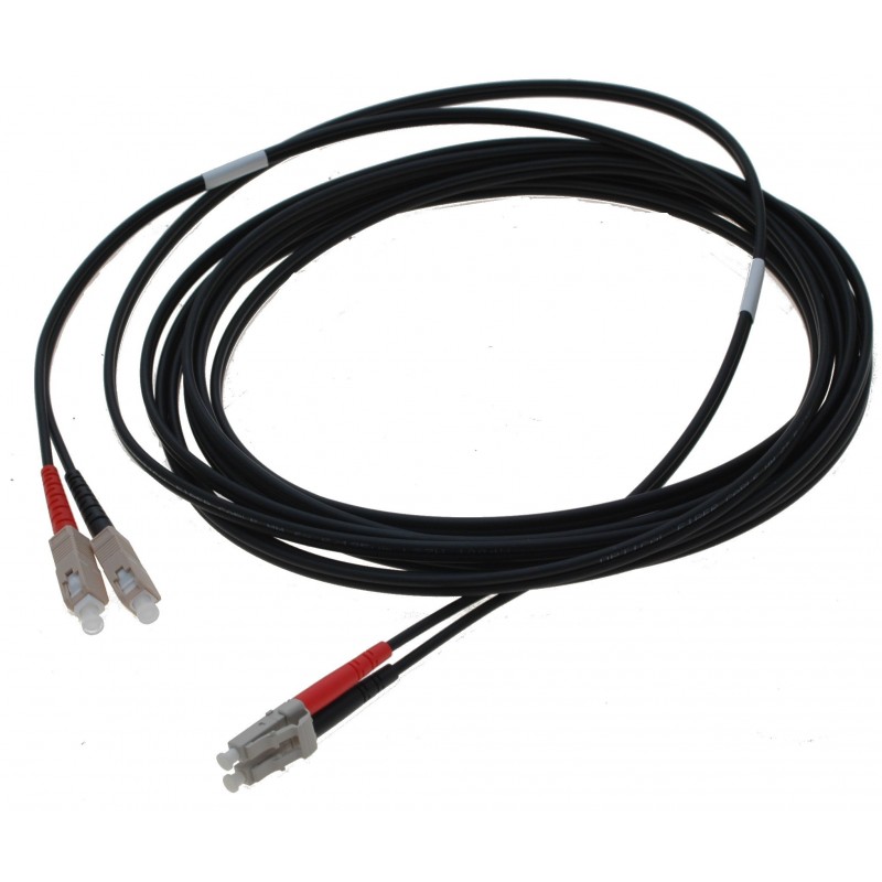 Armored fiber cable, Multi-mode, LC-SC, 10m, 62,5 / 125my, Black, LSZH