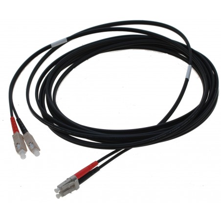 Armerad fiberkabel, multimod, LC-SC, 2m, 62,5 / 125, Black, LSZH, duplex
