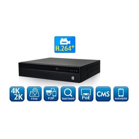 NVR-inspelare för 16 kameror med POE-tillförsel samt MOBILE app för IOS och Android 4K