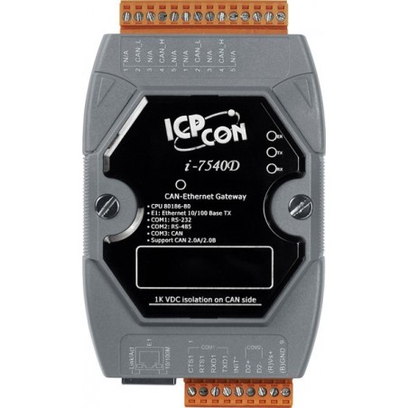 ICPDAS I-7540D är en modul som är Ethernet för CAN-enhet Server. CAN till Ethernet Gateway