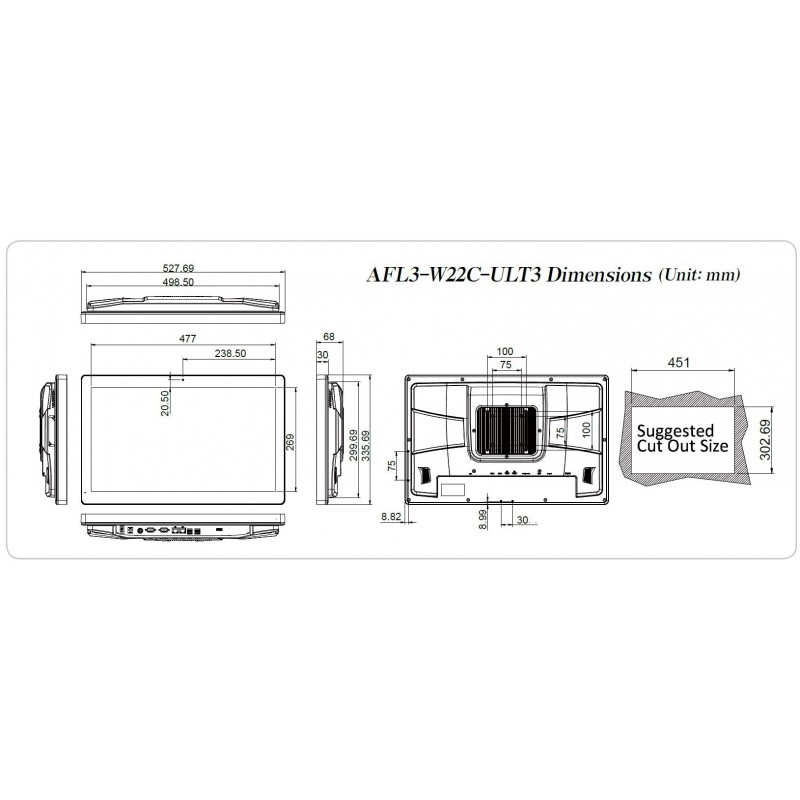 21.5\" Wide panel PC med 2.4GHz Core i5 CPU, 120GB SSD, 4GB RAMforV...