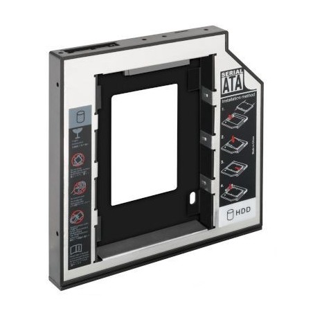 Monteringsramme/ adapter/ drev til 2½" HDD eller SSD til intern SATA tilslutning, 12,7 mm tyk, Plug & Play