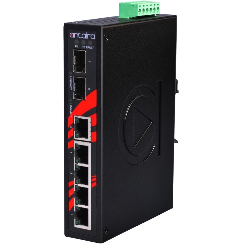 Antaira LNX-0702C-SFP-T - 5 Port Industrial 10 / 100Mbit + 2 x 100 / 1000Mbit Switch - DANBIT