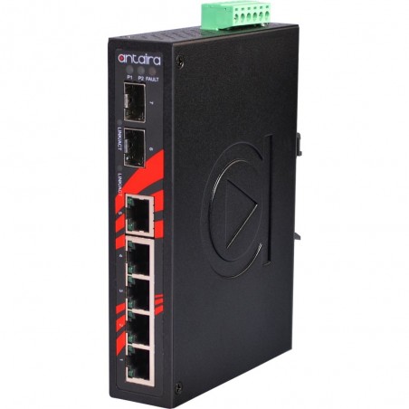 Antaira LNX-0702G-SFP - 5 Port Industrial 10/100 / 1000Mbit + 2 x 100 / 1000Mbit Switch - Binär Teknik AB
