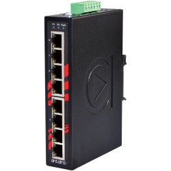 8 ports Industriel 10/100/1000Mbit switch, DIN-beslag, -40 - +75°C,...