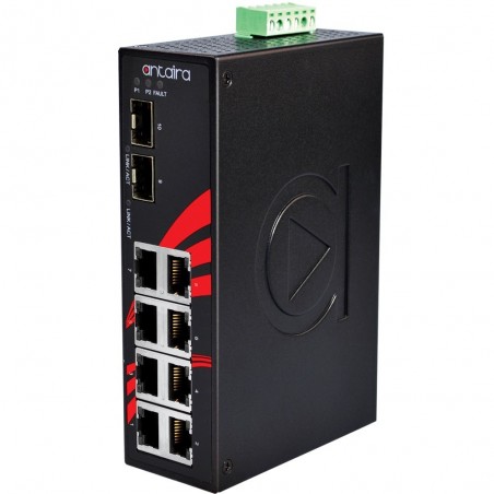 Antaira LNX-1002G-SFP-T-8 Portar Industriell 10/100 / 1000Mbit + 2 x 100 / 1000Mbit Switch - Binär Teknik AB