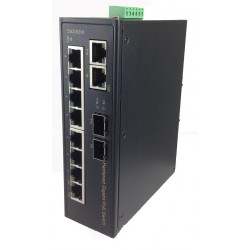 10 portomkopplare med 8 x 10/100 / 1000Mbit PoE + 36W + 2 x SFP - Ej haneeeeterad