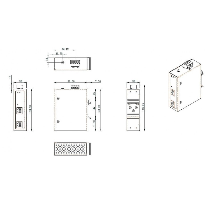 PoE Injector för Gigabit Network, 95W med PoH (Power over HDBaseT)