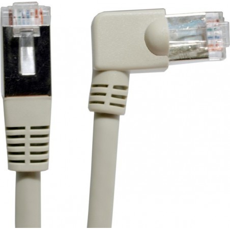Cat 5 Cat 6 STP nätverkskabel med vinklad kontakt 90º GREY UL godkänd 7 meter