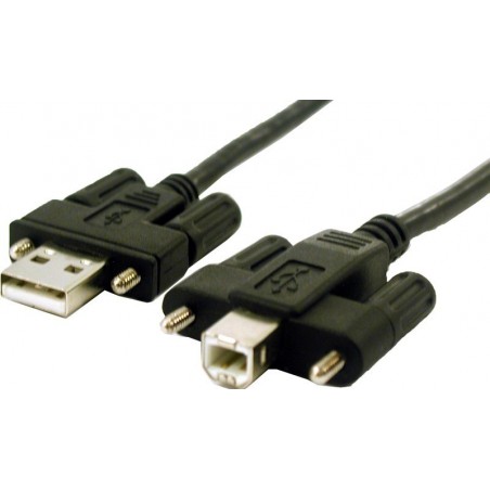 USB-kabel, A hane - B hane med anslutningsskruvar för klämning, svart, 5,0m