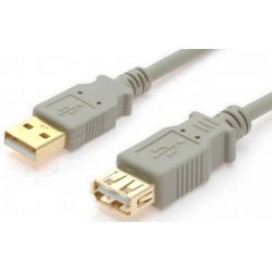 USB 2.0 cable, A male - A female, AWG28, gray, 0,15 m