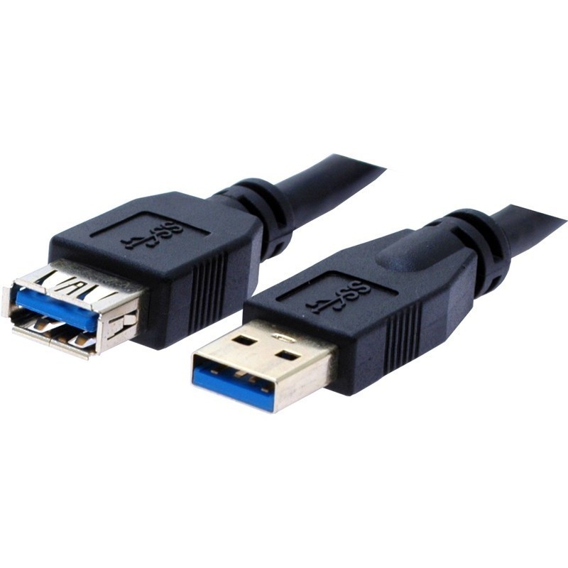 USB 3.0 extension cable, A male - A female, AWG28, black, 1.0 with gold-plated connectors