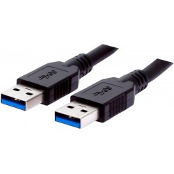 Short USB 3.0 cable, A male - A male, AWG28, black, 0,15 m