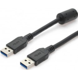 USB 3.0 cable with ferrite, A Male - A male, AWG28, black, 1,0m
