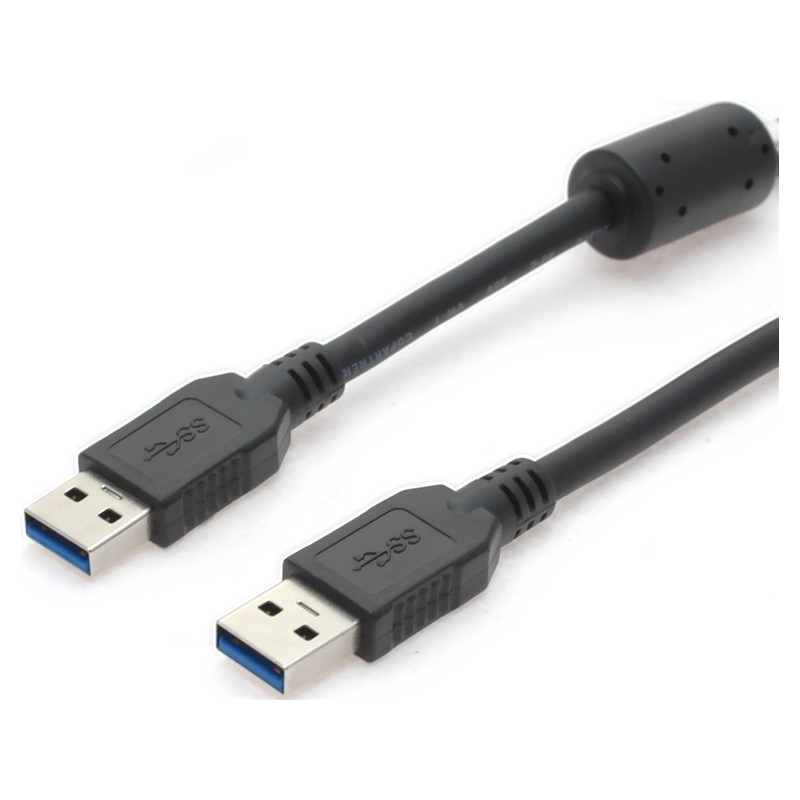 USB 3.0 cable with ferrite, A Male - A male, AWG28, black, 5,0m