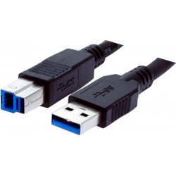 USB 3.0 cable, A male - B male, AWG28, black, 3.0m