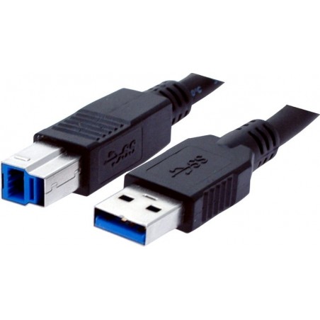 USB 3.0-kabel, A jane - B jane, AWG28, svart, 3,0 m