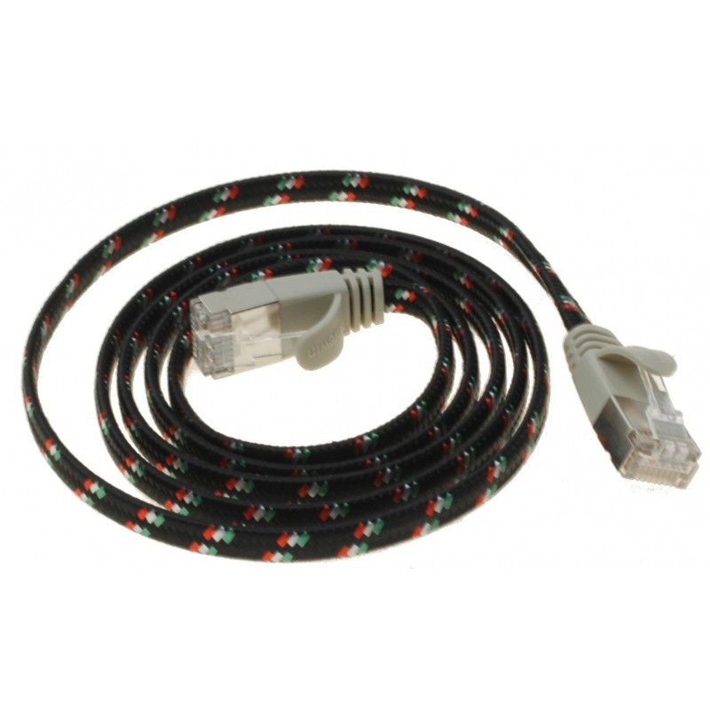 Cat. 6 ultra slim touch netværks fladkabel, PoE, RJ45, STP til Giga...